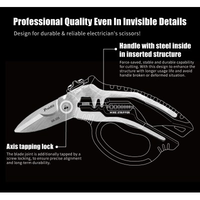 SR-339 Tijera multiusos con muelle y hoja serrada angulada 45º de Proskit