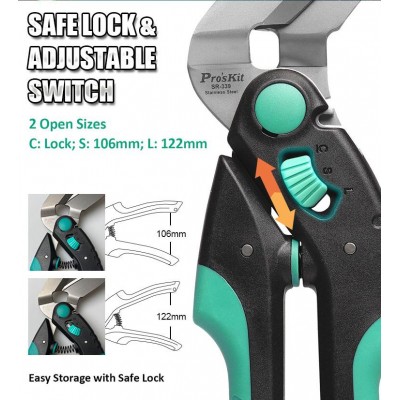 SR-339 Tijera multiusos con muelle y hoja serrada angulada 45º de Proskit