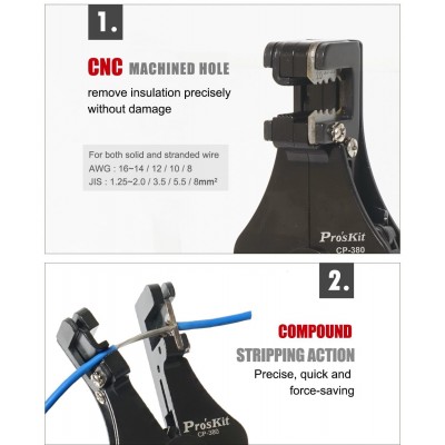 CP-380 Pelacables para conductores flexibles de 1.25 a 8.0mm2 de PROSKIT