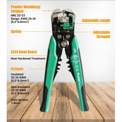 8PK-371D Mordaza de corte y pelacables y crimpadora de Proskit