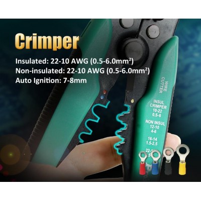 8PK-371D Mordaza de corte y pelacables y crimpadora de Proskit