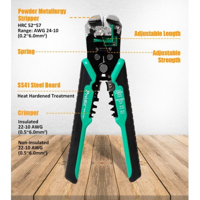 8PK-371DU Mordaza de corte, pelacables y crimpadora de Proskit