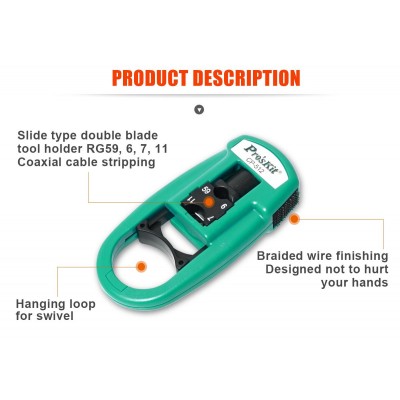 Pelacables coaxiales en un sólo paso por rotación de Proskit - CP-512