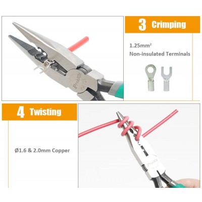 CP-147 Alicate de puntas multi función para electricista de Proskit