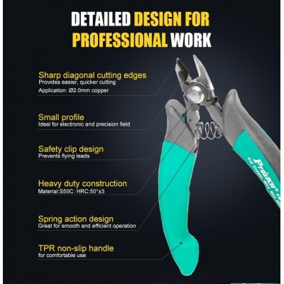PM-5101-C Alicates de corte de alta resistencia con clip de seguridad (130 mm) de Proskit