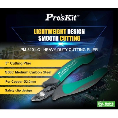 PM-5101-C Alicates de corte de alta resistencia con clip de seguridad (130 mm) de Proskit