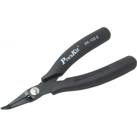 1PK-105-E Alicates De Puntas curvas Con Mango Conductivo (145 mm) de Proskit