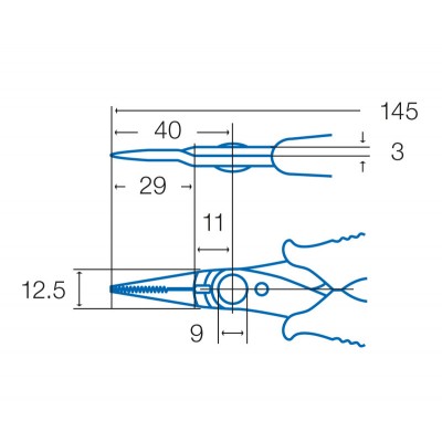 1PK-102-E Alicates de punta larga Con Mango Conductivo (145 mm) de Proskit