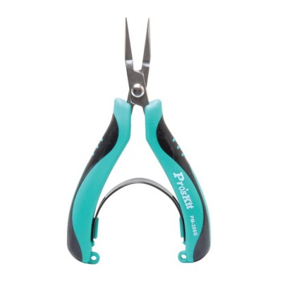 PM-396G Alicate de punta larga de acero inoxidable con Mango antideslizante TRP (120 mm) de Proskit
