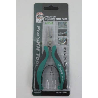 PM-396G Alicate de punta larga de acero inoxidable con Mango antideslizante TRP (120 mm) de Proskit