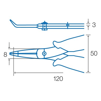 PM-396I Alicate de puntas curvas de acero inoxidable con Mango antideslizante TRP (120 mm) de Proskit
