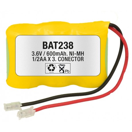 Pack de Baterías de reemplazo 3.6V/600mAh NI-MH - 1/2AA X 3 conector universal