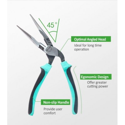 PM-943 Alicate de puntas y corte con mandíbulas en ángulo 45º (192 mm) de Proskit