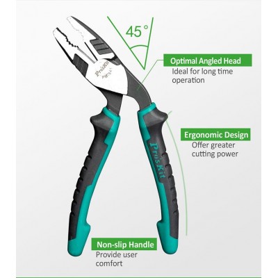 PM-941 Alicate universal con mandíbulas en ángulo 45º (189 mm) de Proskit