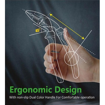 PM-941 Alicate universal con mandíbulas en ángulo 45º (189 mm) de Proskit