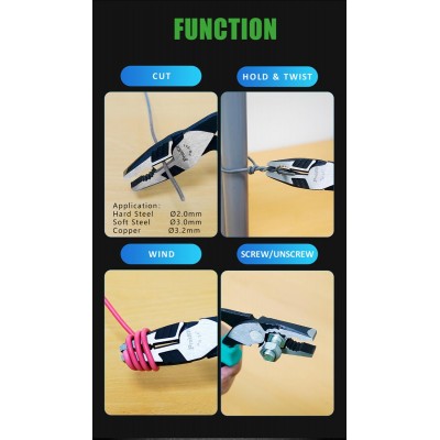 PM-941 Alicate universal con mandíbulas en ángulo 45º (189 mm) de Proskit