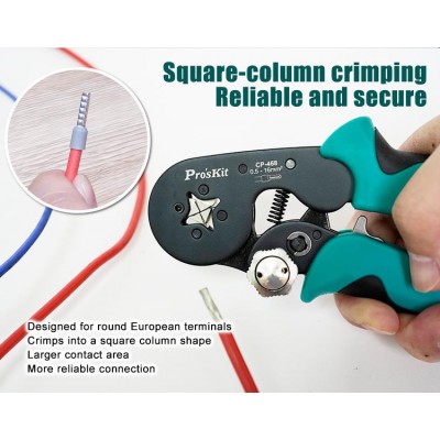 CP-468 Crimpadora de punteras cuatro puntos para cables eléctricos de Proskit