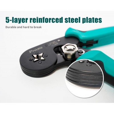 CP-468 Crimpadora de punteras cuatro puntos para cables eléctricos de Proskit