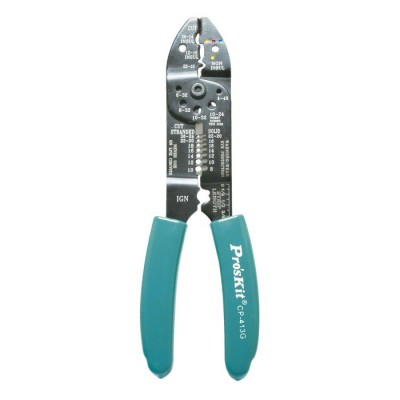 CP-413G Tenaza Crimpadora, Pela, Corta Cables y Tornillos para Terminales aislados y no aislados de Proskit