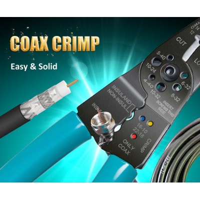 CP-412G Tenaza Crimpadora, Pela, Corta Cables y Tornillos para Terminales aislados y no aislados de Proskit