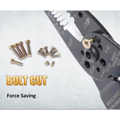 CP-412G Tenaza Crimpadora, Pela, Corta Cables y Tornillos para Terminales aislados y no aislados de Proskit