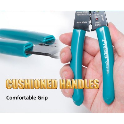 CP-412G Tenaza Crimpadora, Pela, Corta Cables y Tornillos para Terminales aislados y no aislados de Proskit