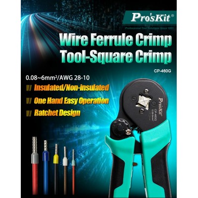 CP-460G Crimpadora de punteras cuatro puntos para cables eléctricos de Proskit
