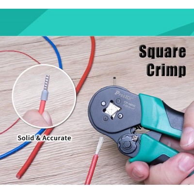 CP-460G Crimpadora de punteras cuatro puntos para cables eléctricos de Proskit