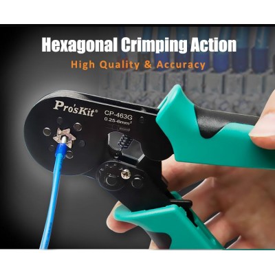 CP-463G Crimpadora de punteras seis puntos para cables eléctricos de Proskit