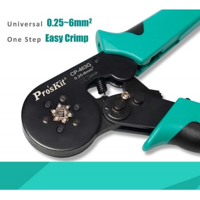 CP-463G Crimpadora de punteras seis puntos para cables eléctricos de Proskit