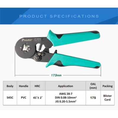 CP-462G Crimpadora de punteras para cables eléctricos de Proskit