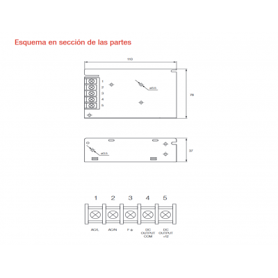 Fuente de alimentación conmutada 5V/25W/5,0A - ALM300