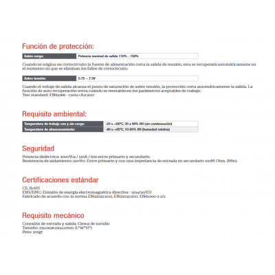 Fuente de alimentación conmutada 5V/50W/10A - ALM303