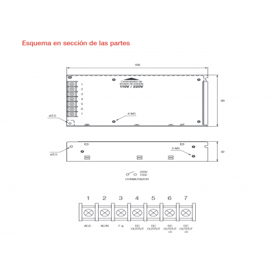 Fuente de alimentación conmutada 5V/100W/20,0A - ALM308