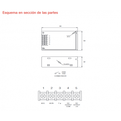 Fuente de alimentación conmutada 12V/24W/2A - ALM301