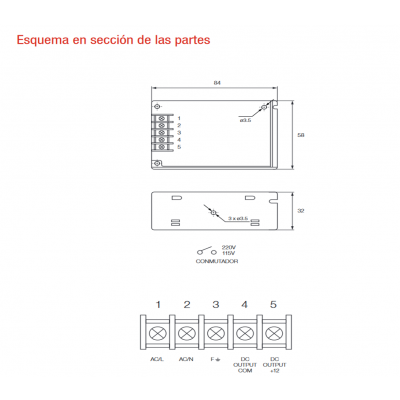 Fuente de alimentación conmutada 12V/36W/3,0A - ALM304