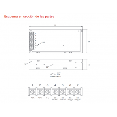 Fuente de alimentación conmutada 12V/60W/5A - ALM306