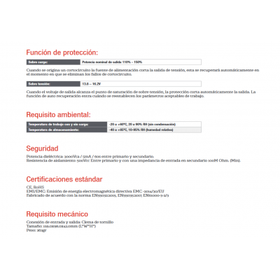 Fuente de alimentación conmutada 12V/60W/5A - ALM306