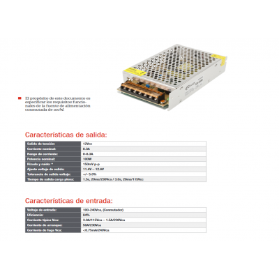 Fuente de alimentación conmutada 12V/100W/8,3A - ALM309