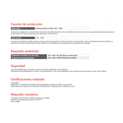 Fuente de alimentación conmutada 12V/150W/12.5A - ALM311