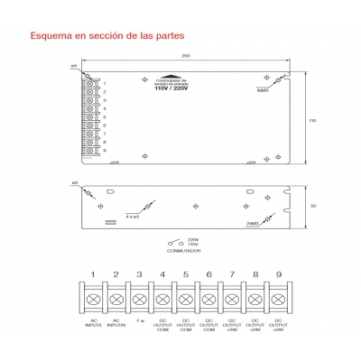 Fuente de alimentación conmutada 12V/240W/20A - ALM316