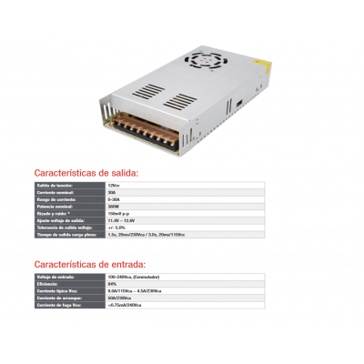 Fuente de alimentación conmutada 12V/360W/30A - ALM313