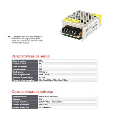 Fuente de alimentación conmutada 24V/24W/1.0A - ALM302