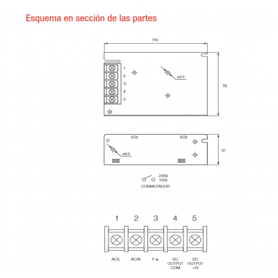 Fuente de alimentación conmutada 24V/60W/2.5A - ALM307