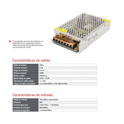 Fuente de alimentación conmutada 24V/100W/4.1A - ALM310