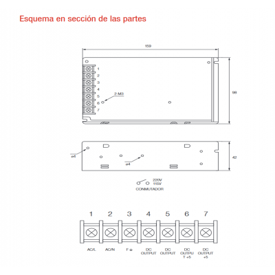 Fuente de alimentación conmutada 24V/100W/4.1A - ALM310