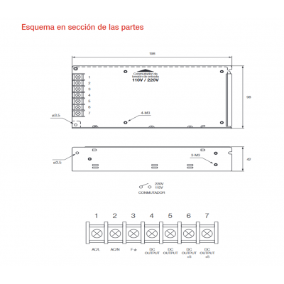 Fuente de alimentación conmutada 24V/150W/6.5A - ALM312