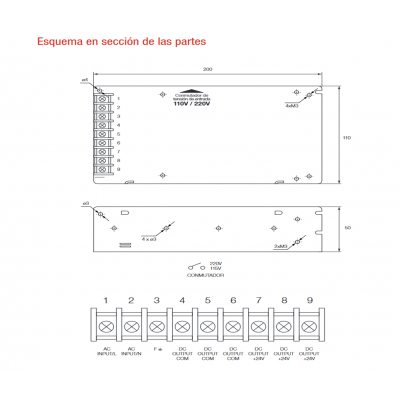 Fuente de alimentación conmutada 24V/250W/10.4A - ALM317