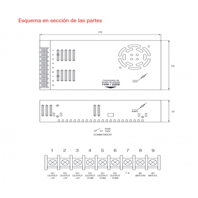 Fuente de alimentación conmutada 24v/500W/20.8A - ALM335