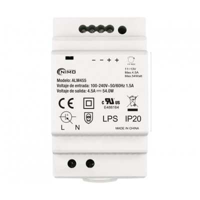 Fuente de alimentación conmutada carril DIN 12V/54W/4.5A - ALM455